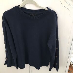 Jason Wu Navy Blue Button Drop Bell Sleeve Oversize Sweater Size XS